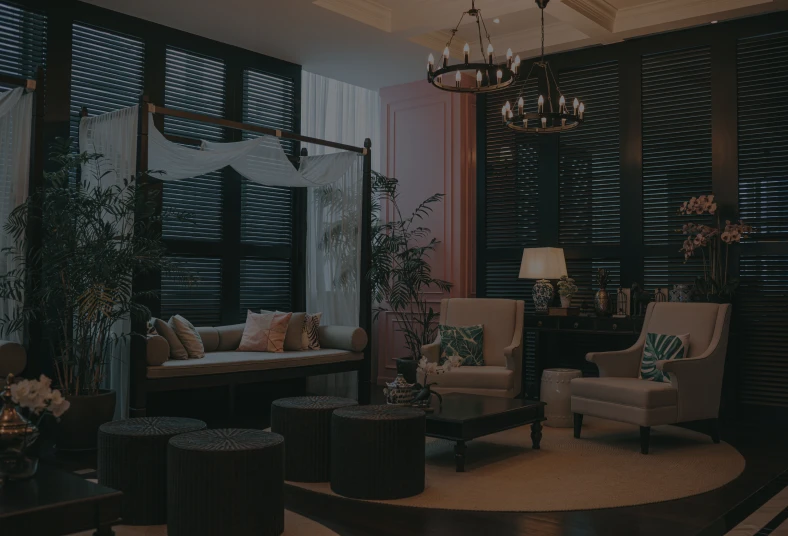 Elegant living room with cozy seating area.